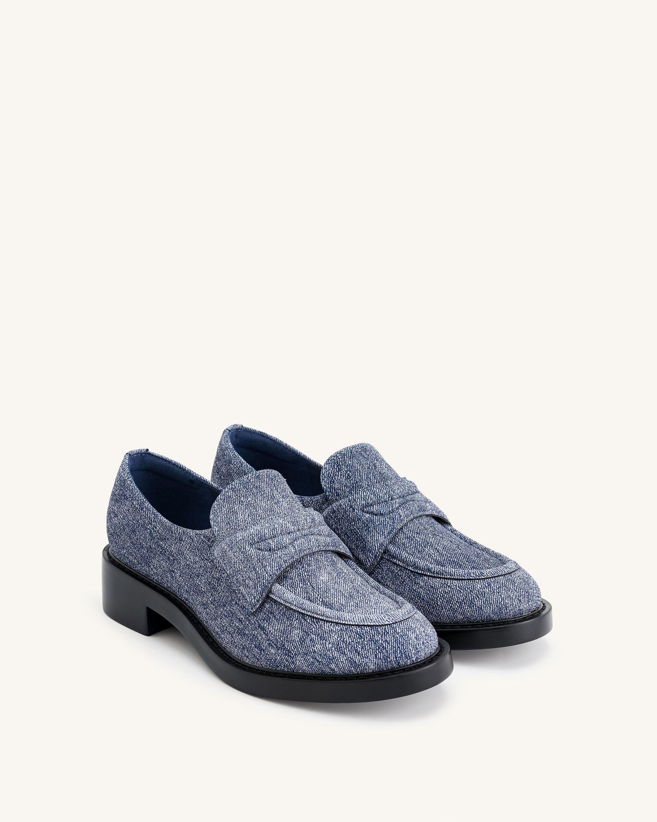 Micah Mocassino Chunky in Denim a Rilievo - Blu