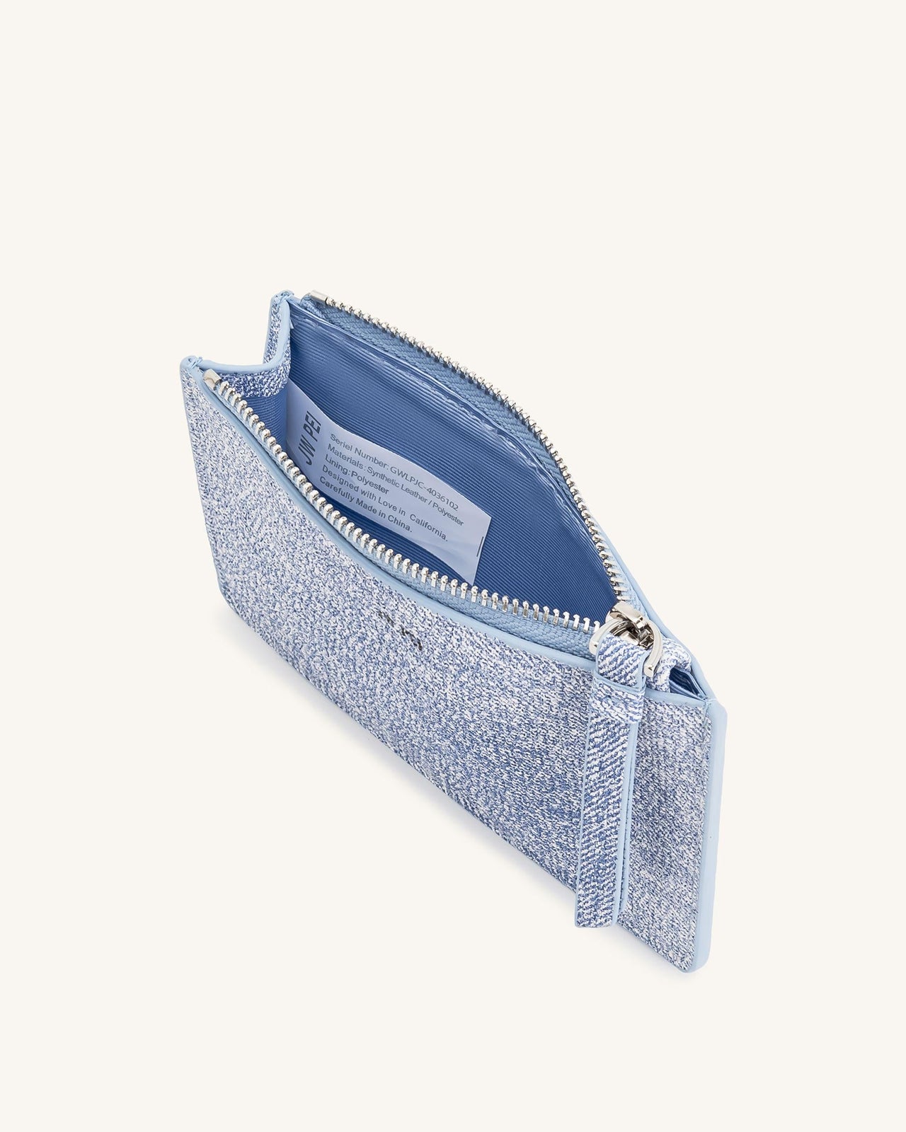 Quinn Porta Carte con Zip in Denim Stampato - Blu