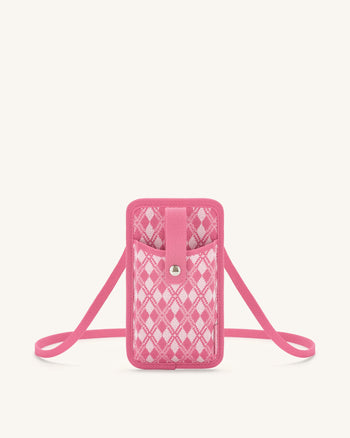 Aylin Phone Bag a Maglia - Rosa e Rosa Caldo