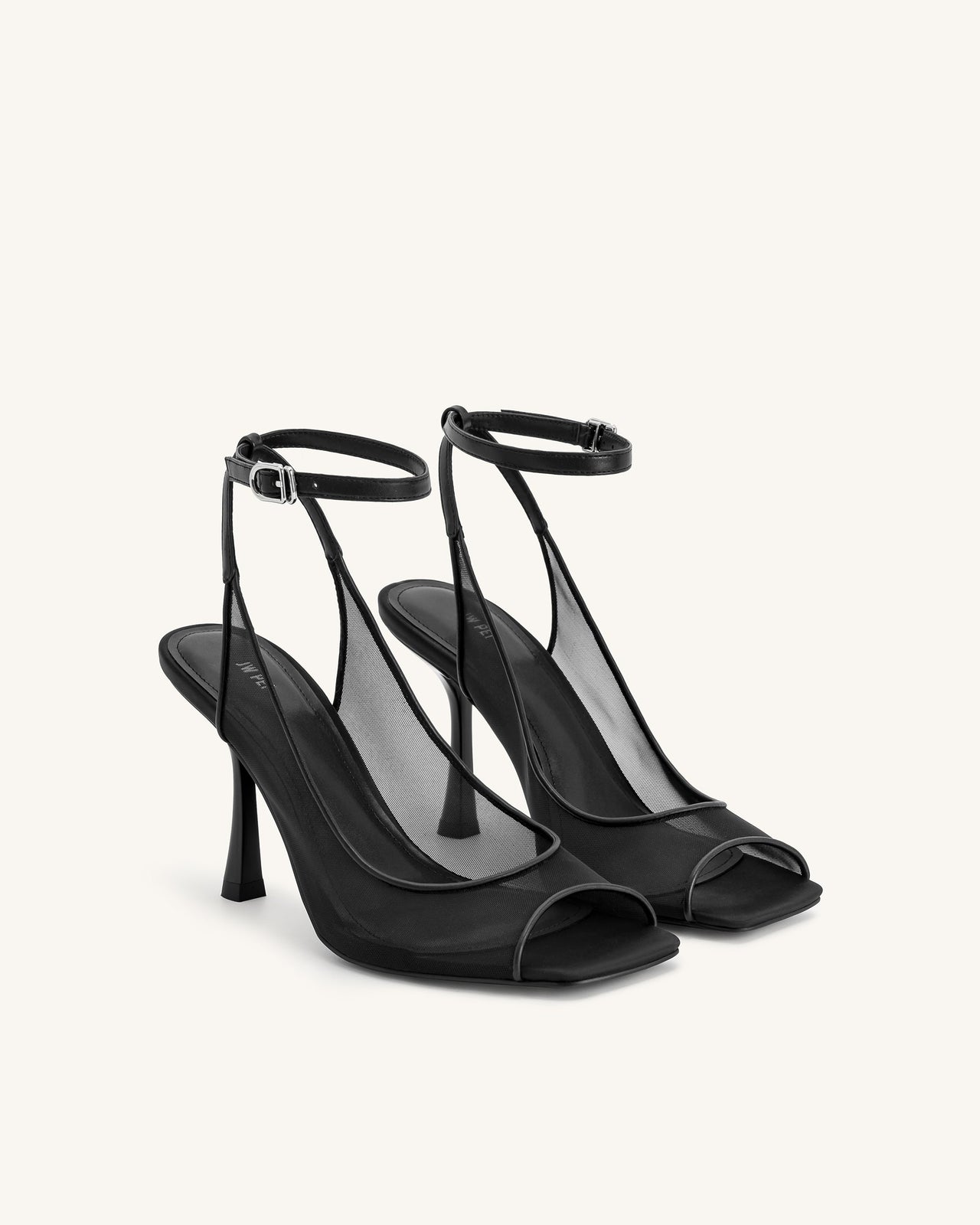 Serenity Sandali Slingback in Rete A Punta Aperta - Nero