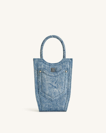 Borsa per telefono in denim FEI - Blu