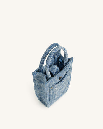 Borsa per telefono in denim FEI - Blu