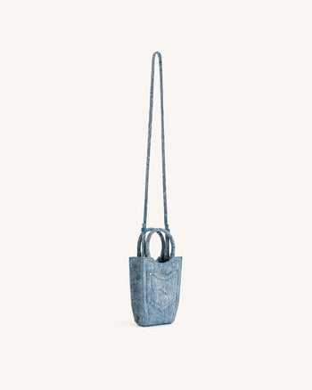 Borsa per telefono in denim FEI - Blu