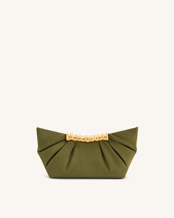 Leia Clutch Pieghettata - Oliva Scuro