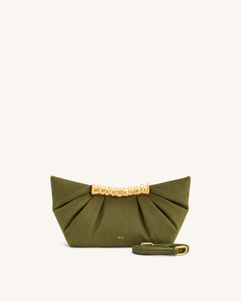 Leia Clutch Pieghettata - Oliva Scuro