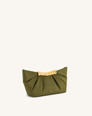 Leia Clutch Pieghettata - Oliva Scuro