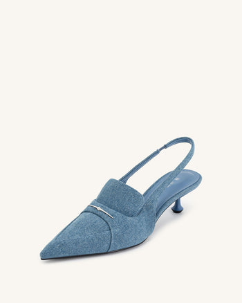 Carla Décolleté con tacco a spillo in denim - Blu