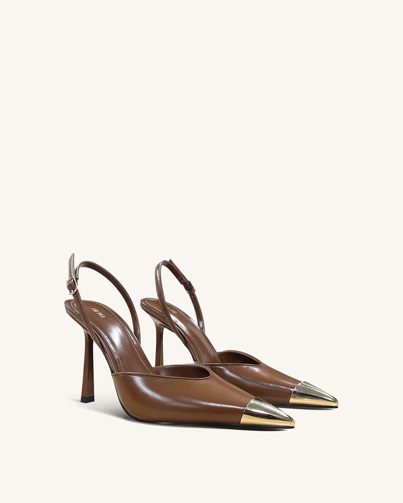 Savannah Slingback Pumps con Punta Dorata - Marrone