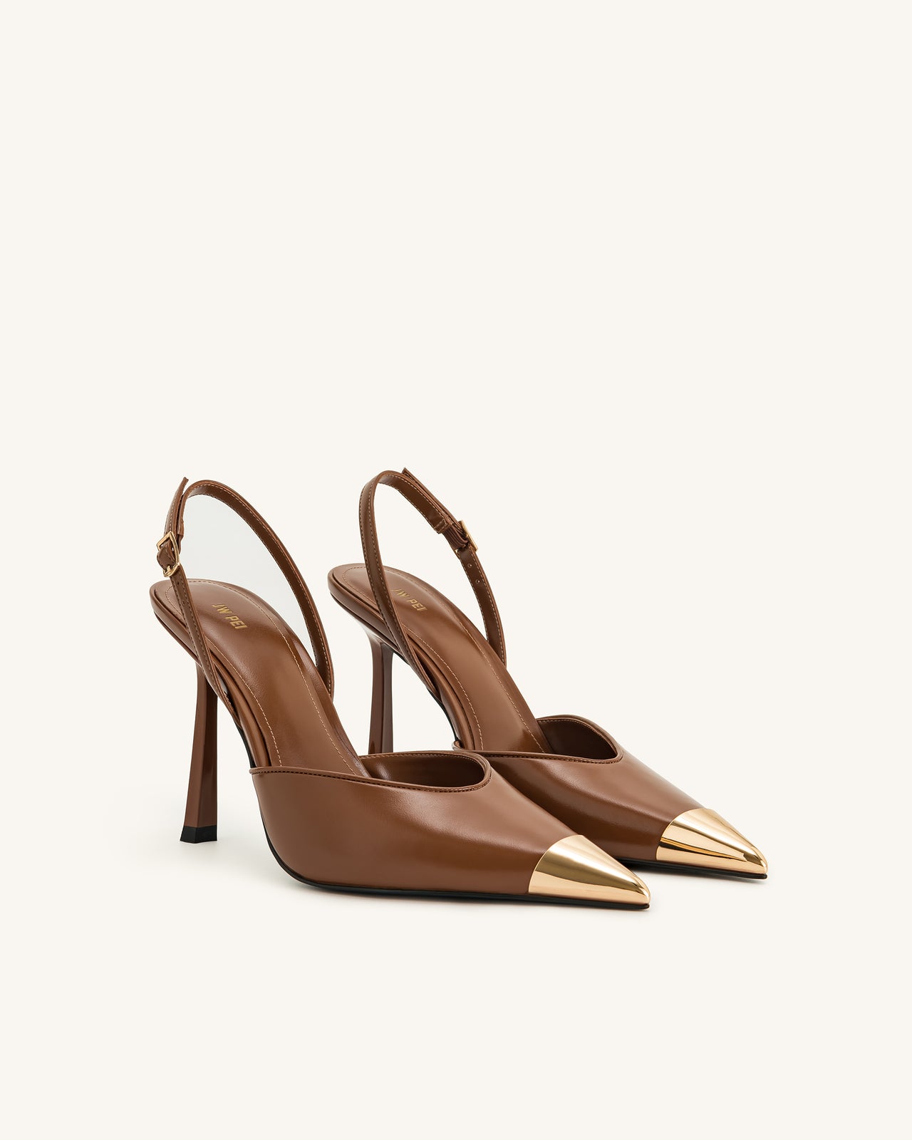 Savannah Slingback Pumps con Punta Dorata - Marrone