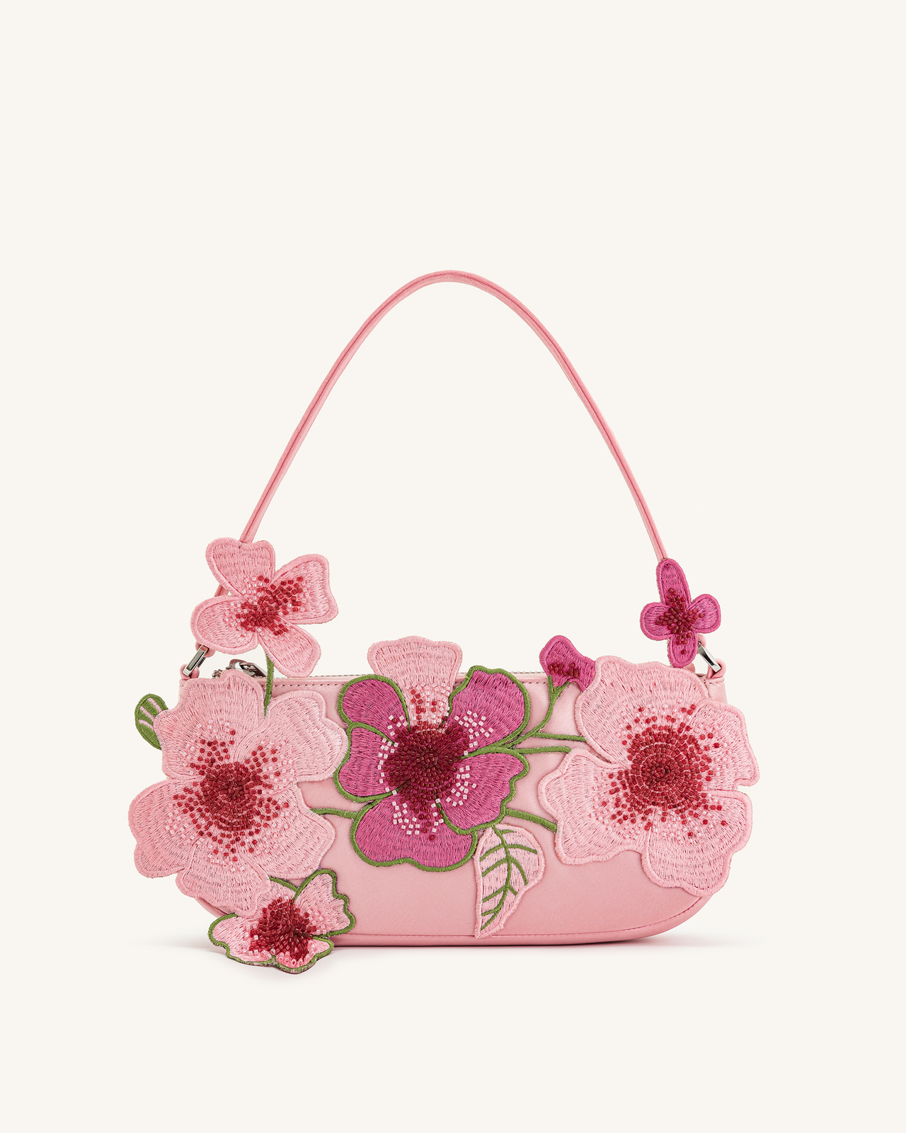 Borsa a tracolla con perline Leona - Rosa