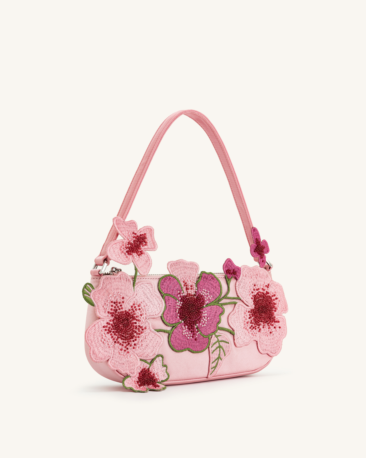 Borsa a tracolla con perline Leona - Rosa