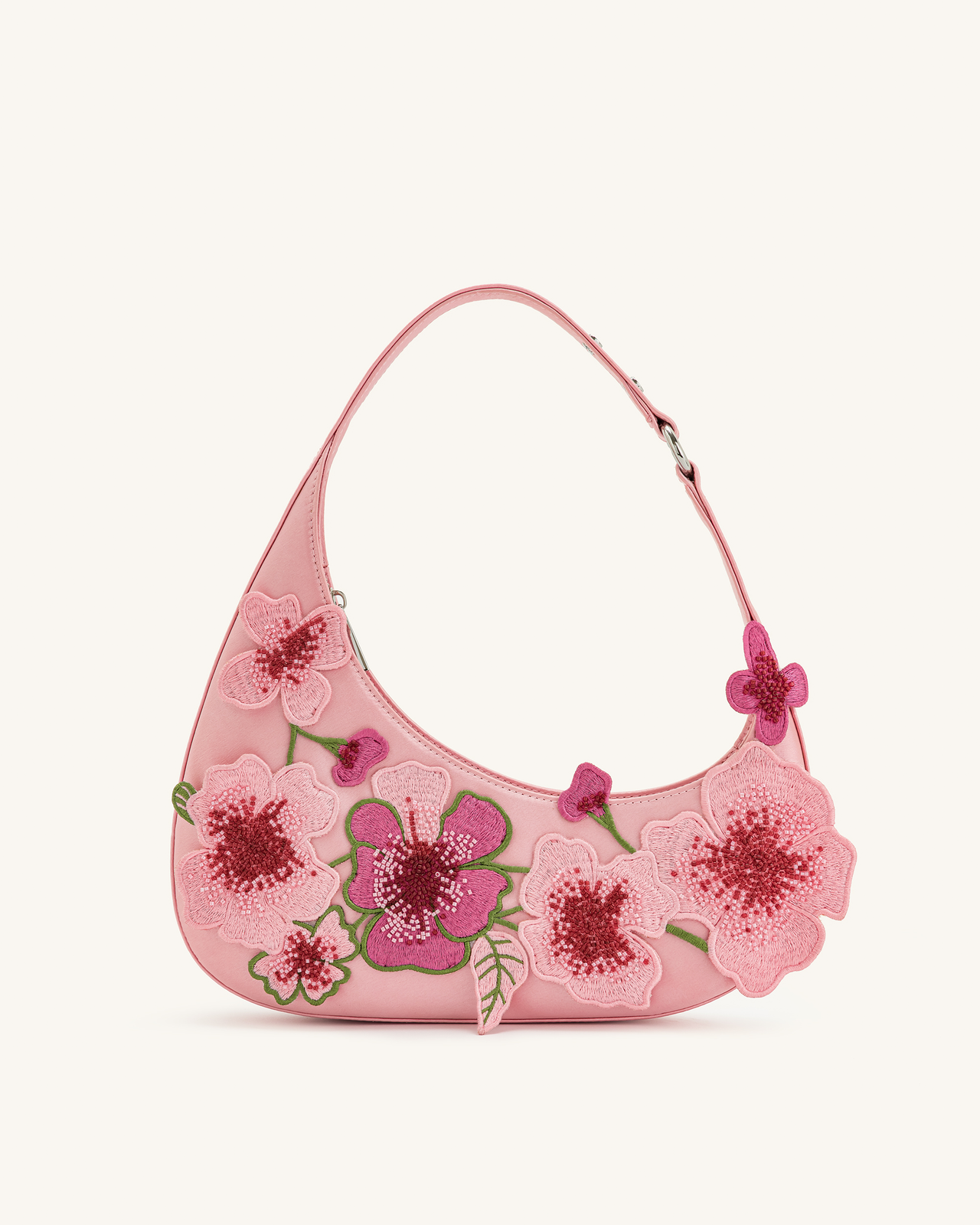 Borsa a Spalla Ricamata Harlee - Rosa