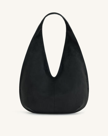 Borsa Hobo in Finta Pelle Scamosciata Dara - Nera