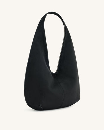 Borsa Hobo in Finta Pelle Scamosciata Dara - Nera