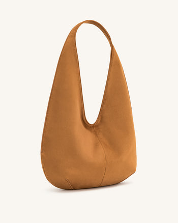 Borsa Hobo in Finta Pelle Scamosciata Dara - Marrone Giallastro