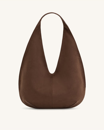 Borsa Hobo in Finta Pelle Scamosciata Dara - Marrone Mocha