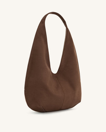 Borsa Hobo in Finta Pelle Scamosciata Dara - Marrone Mocha