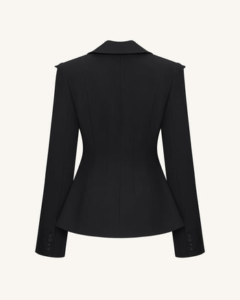 Layla Blazer Deep-V con Fibbia a Blocco - Nera