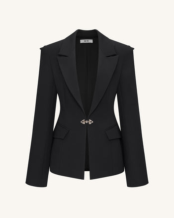 Layla Blazer Deep-V con Fibbia a Blocco - Nera