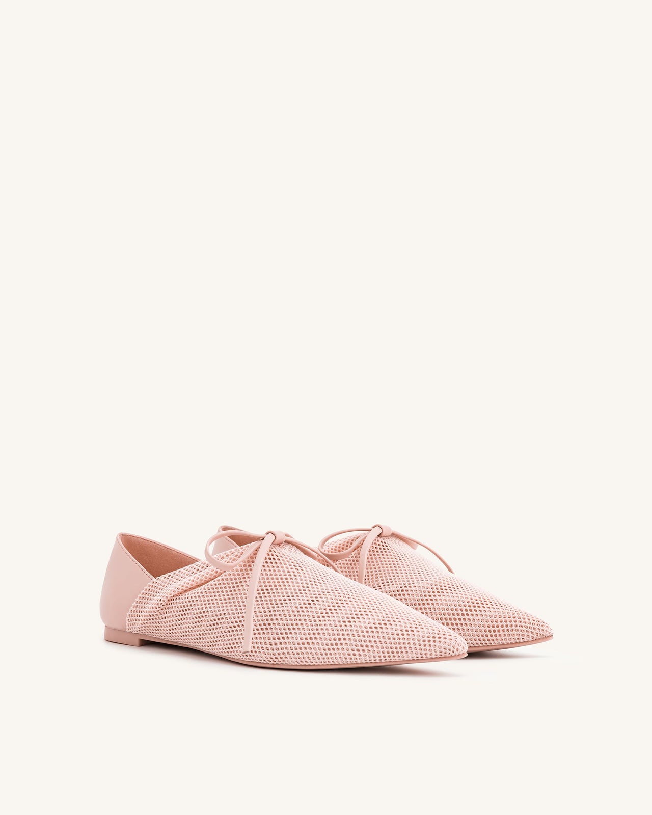 Scarpe da ballerina piatte in rete - Rosa Beige