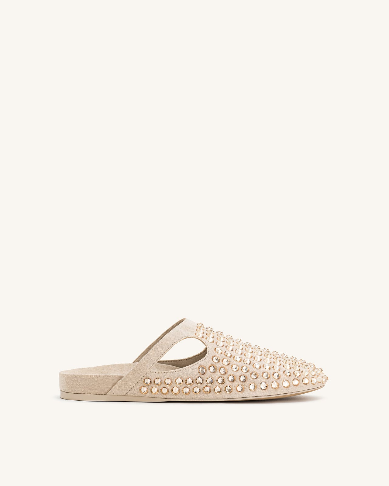 Athena Mules Piatte con Cristalli Artificiali - Beige