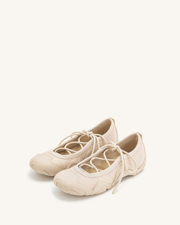 Sneakers Ballerina con Lacci Caitlin - Beige