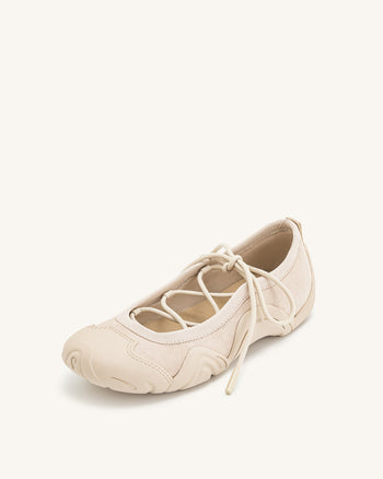 Sneakers Ballerina con Lacci Caitlin - Beige