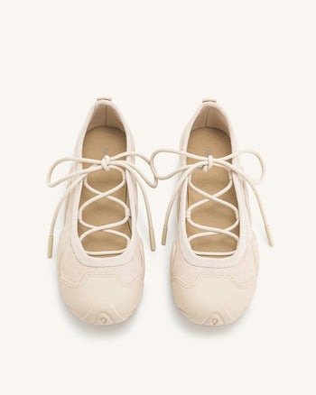 Sneakers Ballerina con Lacci Caitlin - Beige