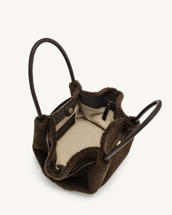 Hana Borsa Media in Pelliccia Sintetica - Marrone Mocha