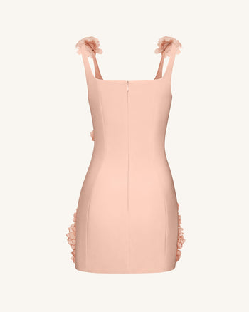 Elaina Pink Rosette Applique Mini Dress - Albicocca