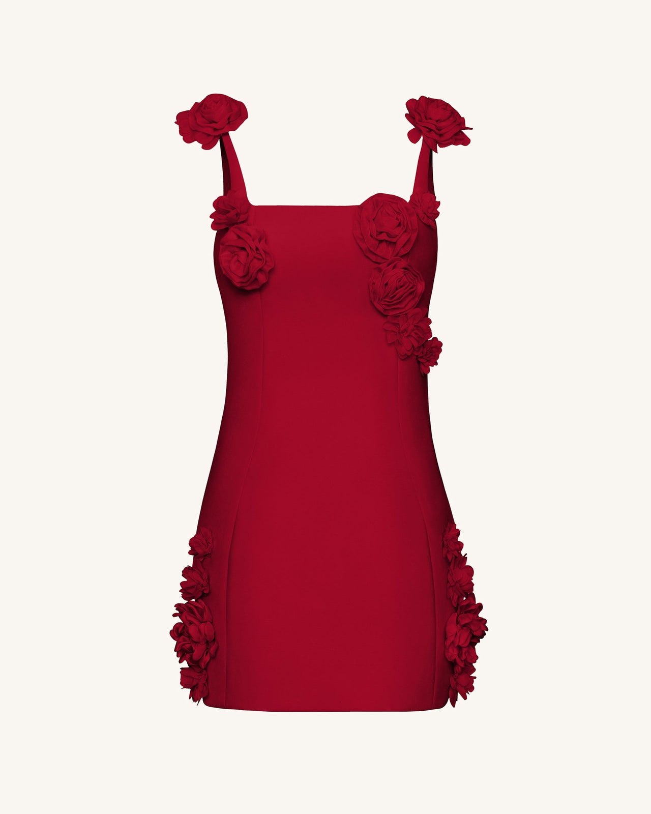 Elaina Pink Rosette Applique Mini Dress - Rosso