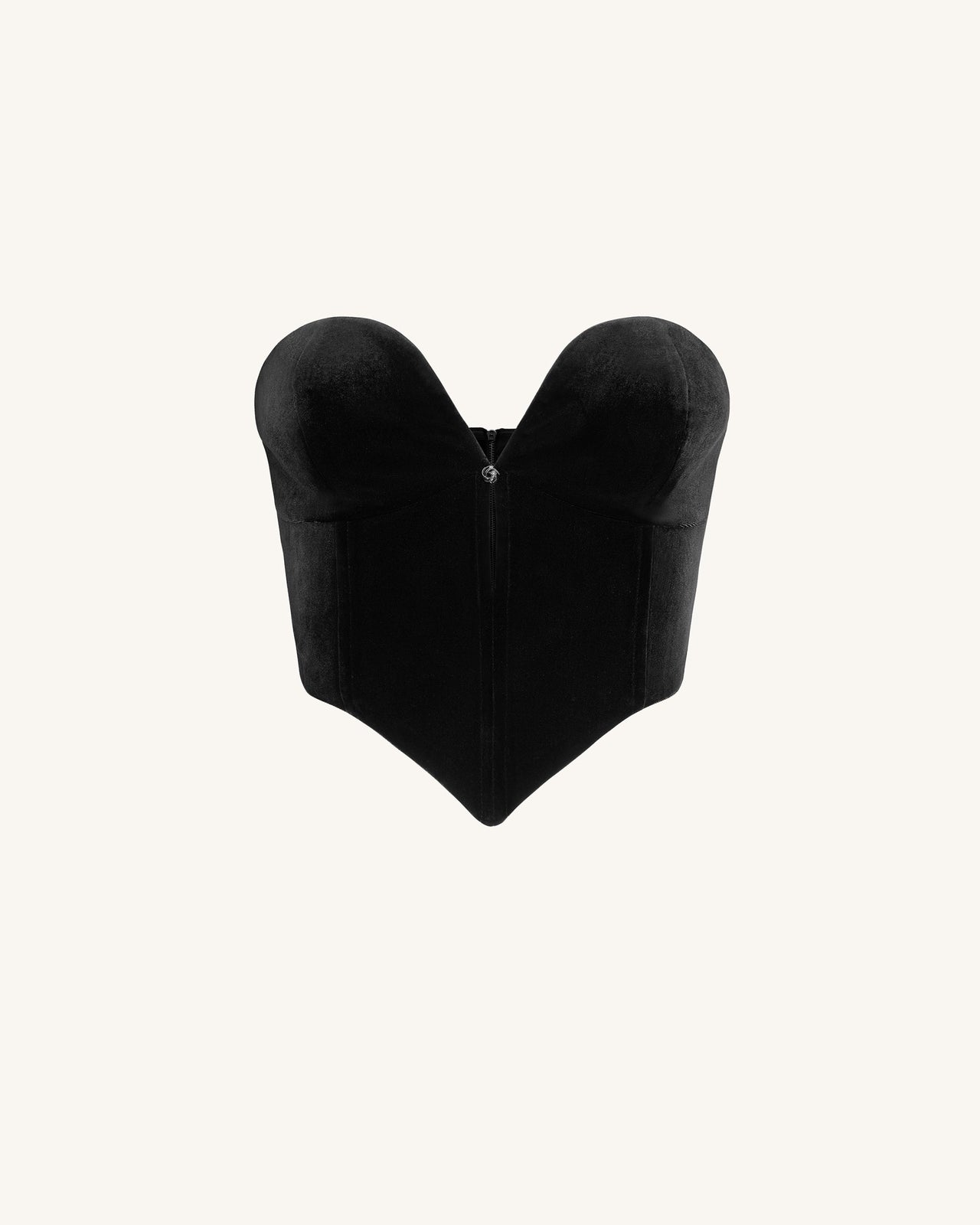 Anna Low-Cut Velvet Corset Top - Nero