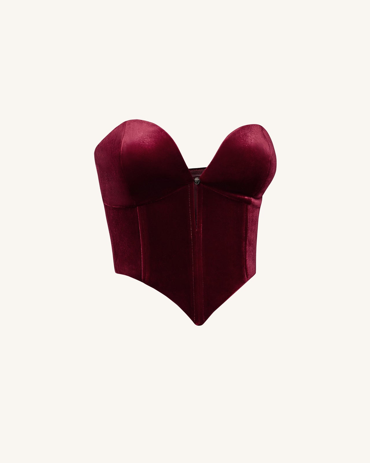 Anna Low-Cut Velvet Corset Top - Bordeaux