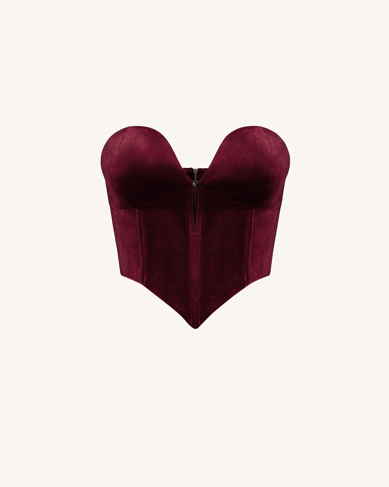 Anna Low-Cut Velvet Corset Top - Bordeaux